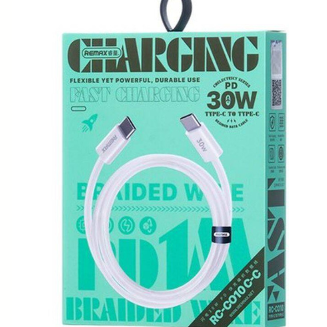 Cable USB-C de 30 W y 1 m – Remax Chelectricy Series RC-C010 blanco
